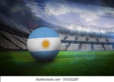 Football in argentina colours in large football stadium with lights