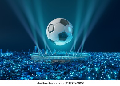 football ball object in the abstract background. light neon shape digital concept. ball symbol graphic sports. 3d illustrator. depth blur background. space night glitter effect. motion line design - Powered by Shutterstock