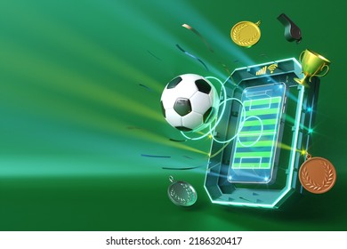 football ball object in the abstract background  light neon shape digital concept  ball symbol graphic sports  3d illustrator  depth blur background  space night glitter effect  motion line design