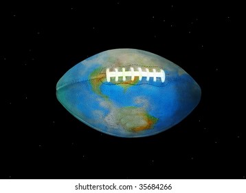 Football Earth in Space - The World of American Football and Rugby - Powered by Shutterstock