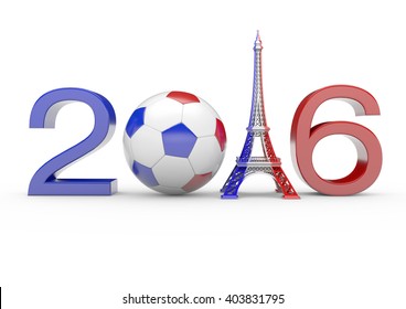 Football EM 2016 - 3d Rendering, In French Color