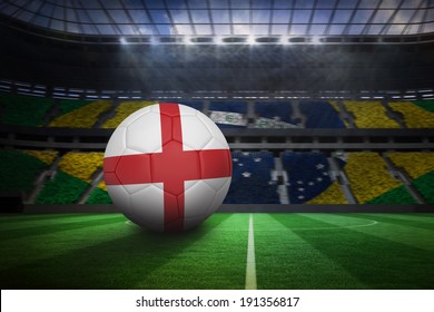 Football in england colours in large football stadium with brasilian fans