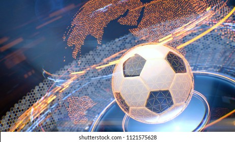 Football. Futuristic Interface Sport Concept. Technology Digital Soccer Ball