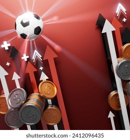 football with money coin concept. casino soccer game. bet gambling 3D render. 3D illustration. sports background. realistic design. copy space. online game gamble. abstract object. futuristic image - Powered by Shutterstock