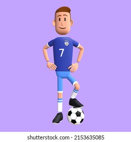 Football Player With Cool Gesture. Soccer Player 3d Character. 