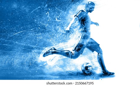 football player on blue background, 3d render