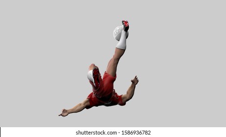 Football player overhead bicycle pose isolated back view  3d render