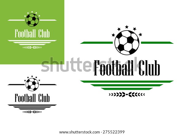 Football or soccer club symbol with ball,\
stars, text and dividers for sports\
design