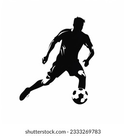 Football Soccer player, player with ball graphic silhouette black and white design - Powered by Shutterstock