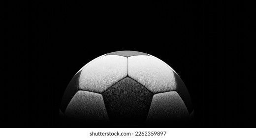 Football or Soccer with spotlight and fade-out shadow in the dark background. Copy space. Sport and game concept. 3D illustration rendering - Powered by Shutterstock