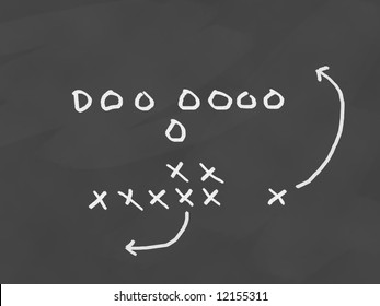 Football Team Play Drawn On A Chalkboard