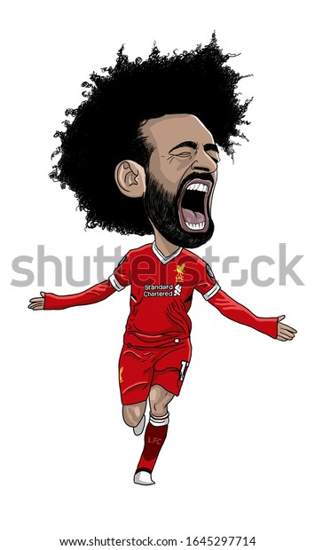 Footballer Mohamed Salah Caricature Cartoon Illustration Stock Illustration 1645297714