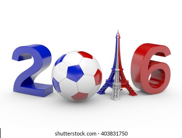 Football/Soccer EM 2016 - 3d Rendering, Perspective Three In French Color