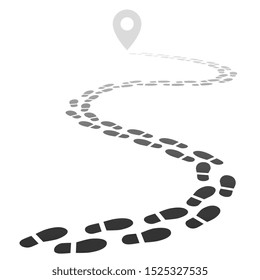 Footprint Trail. Footstep Walking Snow Trace. Footpath Road Away In Perspective Isolated Illustration