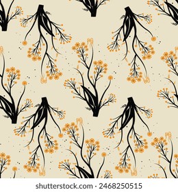Foral Seamless Pattern Yellow Background