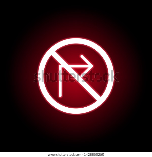 Forbidden right icon in red neon style. can\
be used for web, logo, mobile app, UI,\
UX