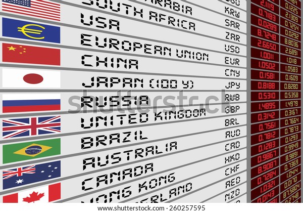 F!   oreign Currency Exchange Rates On Digital Stock Illustration 260257595 - 