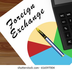 Foreign Exchange Graph Means Forex Rate 3d Illustration
