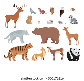 Forest Animals Set Deer Bear Wolf Stock Illustration 500176216 ...