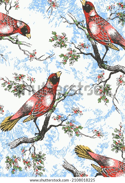 Vintage bird, leopard and chain pattern, can be used for textiles, covers, wallpapers and any creative design.
