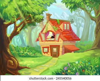 6,051 Forest cottage cartoon background Images, Stock Photos & Vectors ...