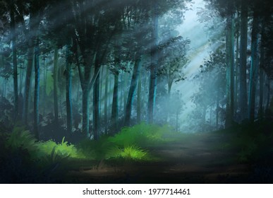 Forest Digital Painting 
Nature Background 