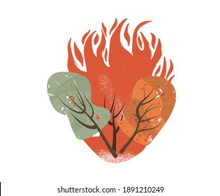 Forest Fire Concept. Wildfire Sign Isolated On White Background. 