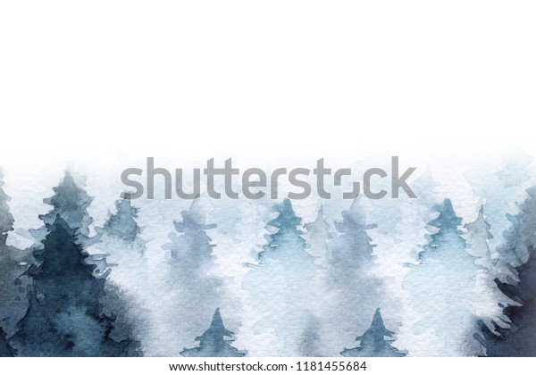 霧の中の森 秋 冬 背景 のイラスト素材