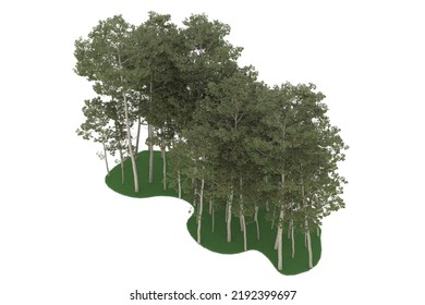 Forest isolated on background. 3d rendering - illustration