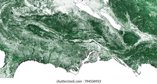 Forested Areas On The East Coast Of North America. Data Was Isolated From Satellite Imagery. 