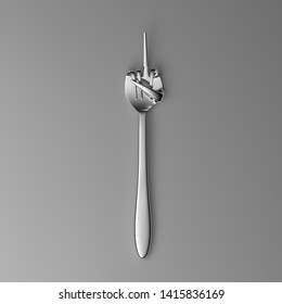 Fork Hand Finger Gesture Middle Finger Isolated On Black Background. 3d Illustration