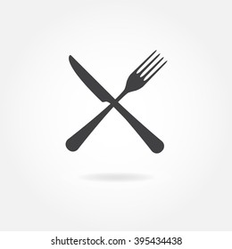 Fork and knife crossed icon. Cutlery illustration in flat style.