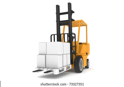 Forklift With Pallet, Front View. Part Of A Warehouse Series.