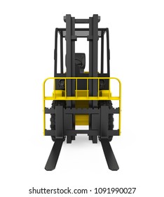 Forklift Truck Isolated (front View). 3D Rendering