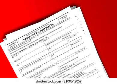 Form 14310 Papers. Partner And Volunteer Sign Up. Form 14310 Documentation Published IRS USA 08.17.2020. American Tax Document On Colored