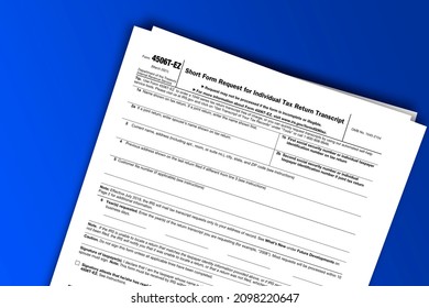 Form 4506T-EZ Papers. Short Form Request For Individual Tax Return Transcript. Form 4506T-EZ Documentation Published IRS USA 44533. American Tax Document On Colored