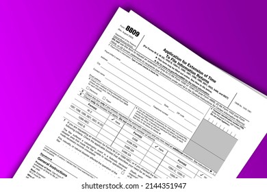 Form 8809 Papers. Application For Extension Of Time To File Information Returns. Form 8809 Documentation Published IRS USA 43990. American Tax Document On Colored