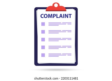 Form With Complaint From The Customer