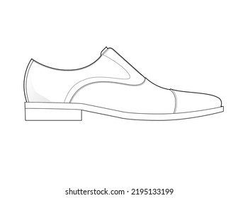 Formal Shoe Flat Sketch W Stock Illustration 2195133199 | Shutterstock