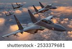 Formation of combat aircraft of the Chinese air force.3d render.