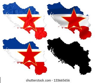  Former Federal Republic Of Yugoslavia Flag Over Map Collage