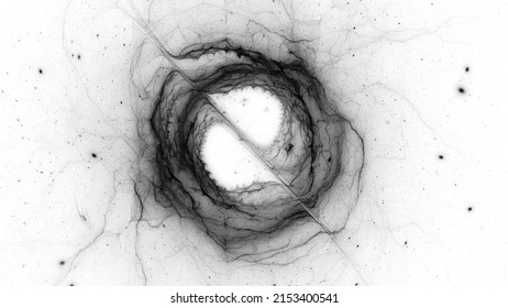 Forming Of Accretion Disk With Dark Matter And Energy, Black And White, Computer Generated Abstract Intensity Map, 3D Rendering