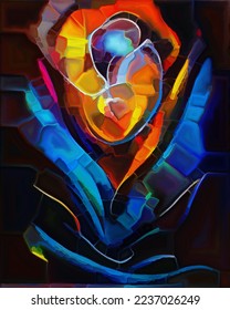 Forms of Color series. Design composed of shapes, strokes and dubs of color paint on the subject of art, creativity and design.