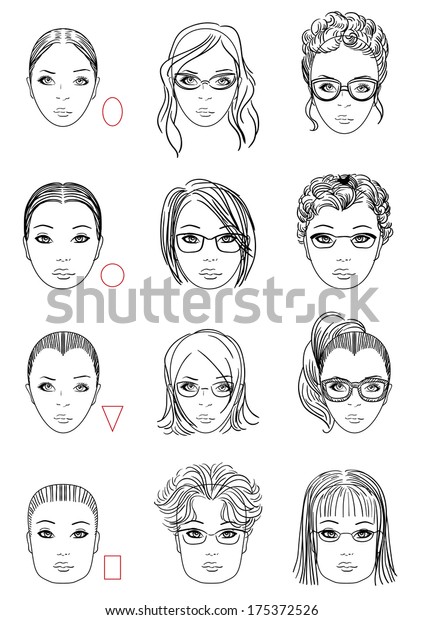 Forms Women Head Types Face Shape Stock Illustration 175372526