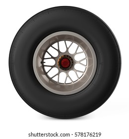 Formula One Generic Racing Wheel On White Background 3D Illustration