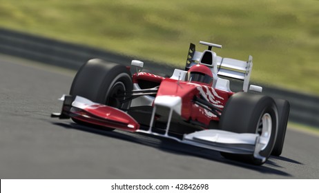 Formula One Race Car On Track - High Quality 3d Rendering - My Own Car Design