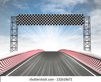 Formula Racing Finish Line View With Sky Illustration
