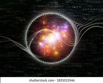 Formula Space Series. Digital Grids, Lights And Math Equations Composition On The Subject Of Science, Mathematics And Education.