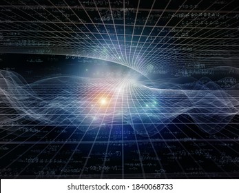 Formula Space Series. Digital Grids, Lights And Math Equations Composition On The Subject Of Science, Mathematics And Education.