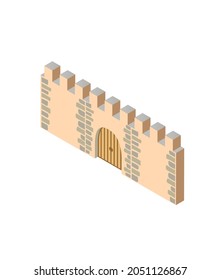 Fort Ancient Historic Antique Fortress Castle Isometric Building Protect The Medieval City 3d Illustration